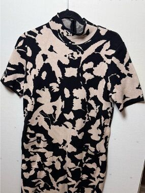 Calvin Klein Black and Beige dress with Abstract Print